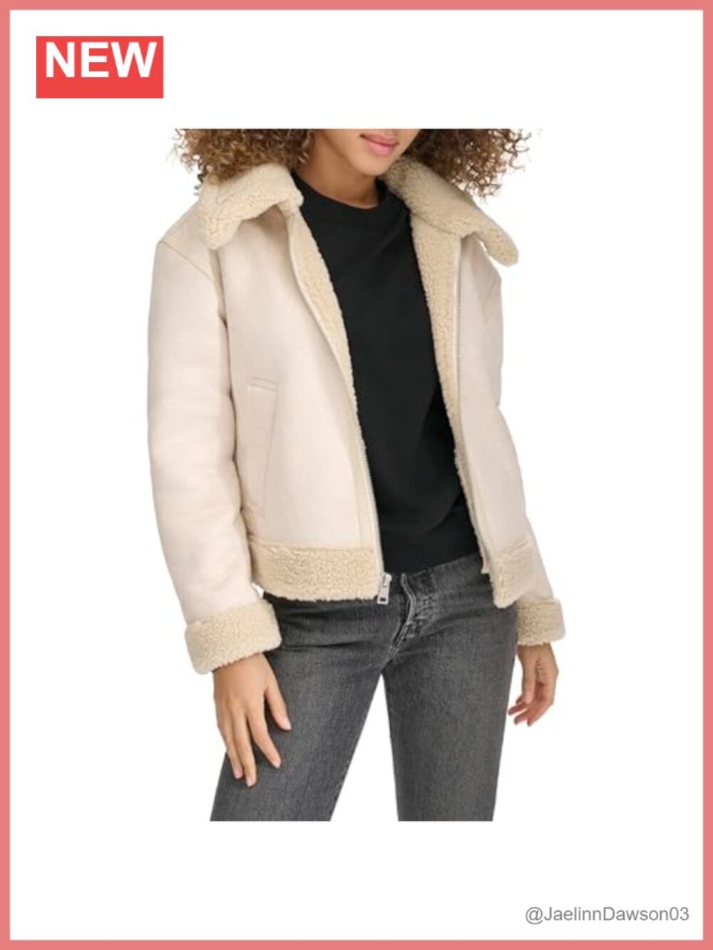 Faux Shearling Aviator Jacket Sherpa Lined Zip Up Warm Winter Coat